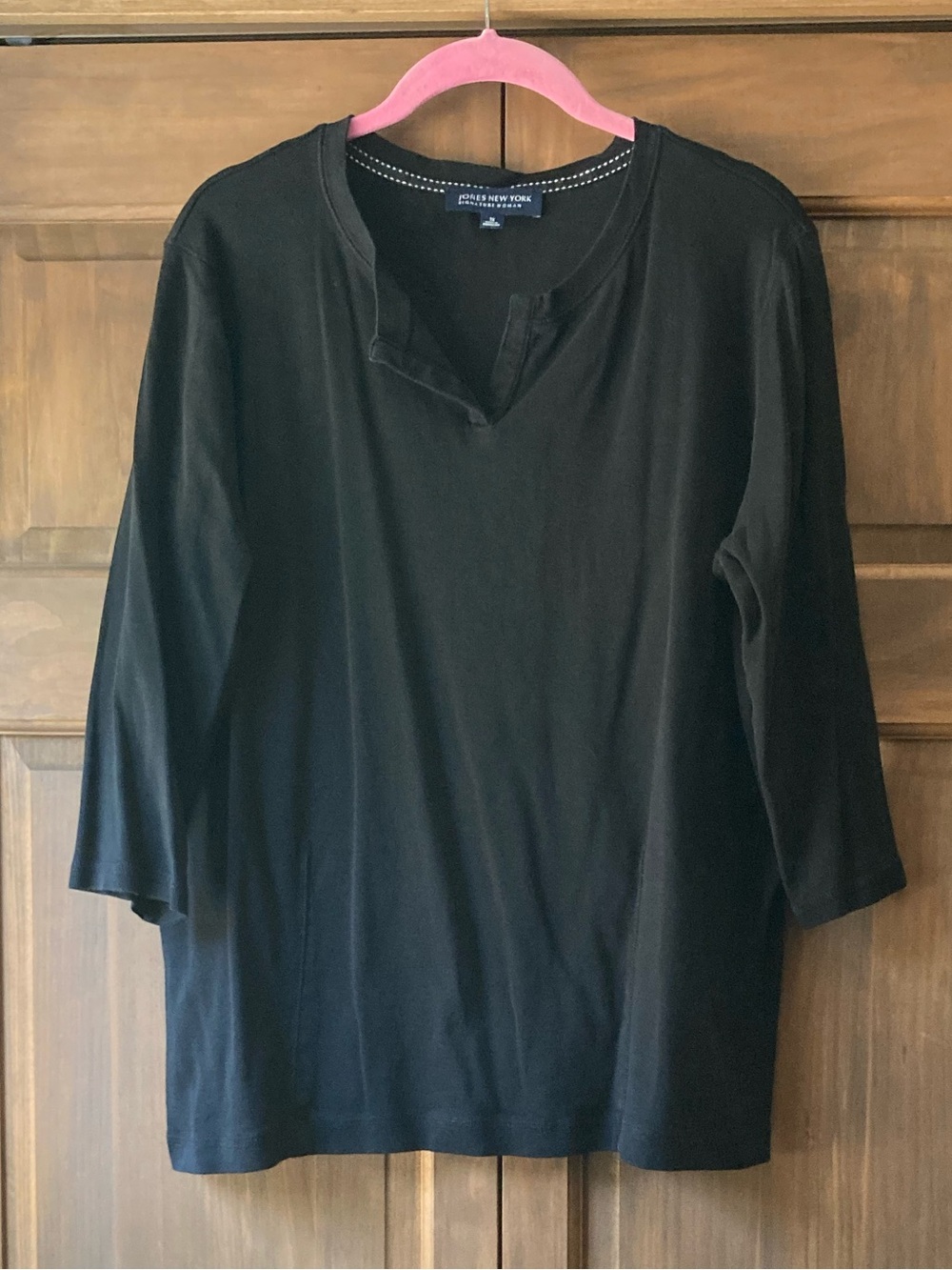 5/$15 Jones New York Casual Black 3/4 Sleeve Shirt 1X
